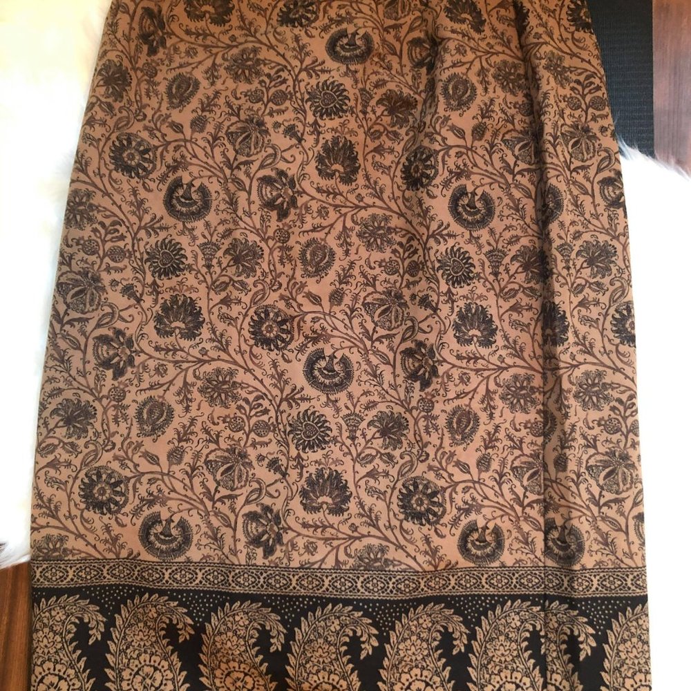 Briggs New York Long Skirt  Brown Floral Pattern